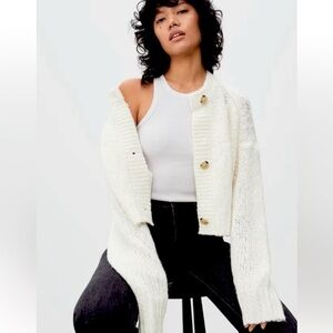 Everlane Cream Button-Up Sweater/Cardigan